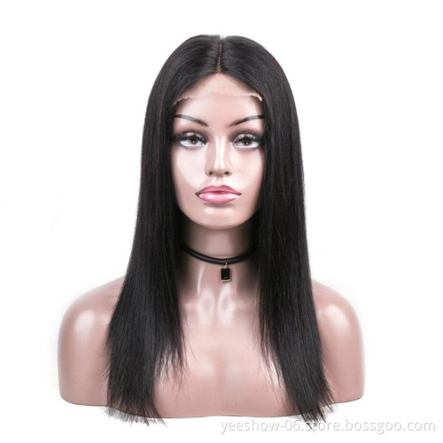 unprocessed 150 180 density factory price virgin 100% lace closure wig brazilian raw human hair lace closure wigs